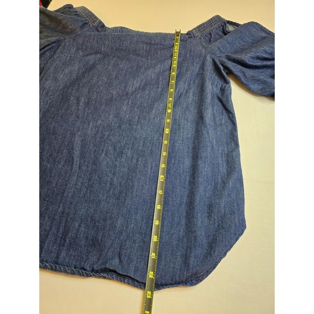 Lauren Ralph Lauren Denim Off Shoulder Cold Shoulder Tie Sleeve Blouse Medium - Picture 5 of 8